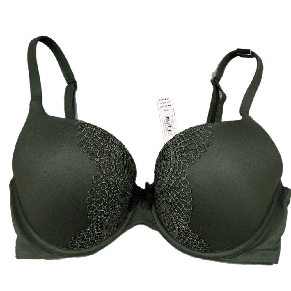 Victoria’s Secret Supersoft Body Perfect Shape Padded lace detail bra green
